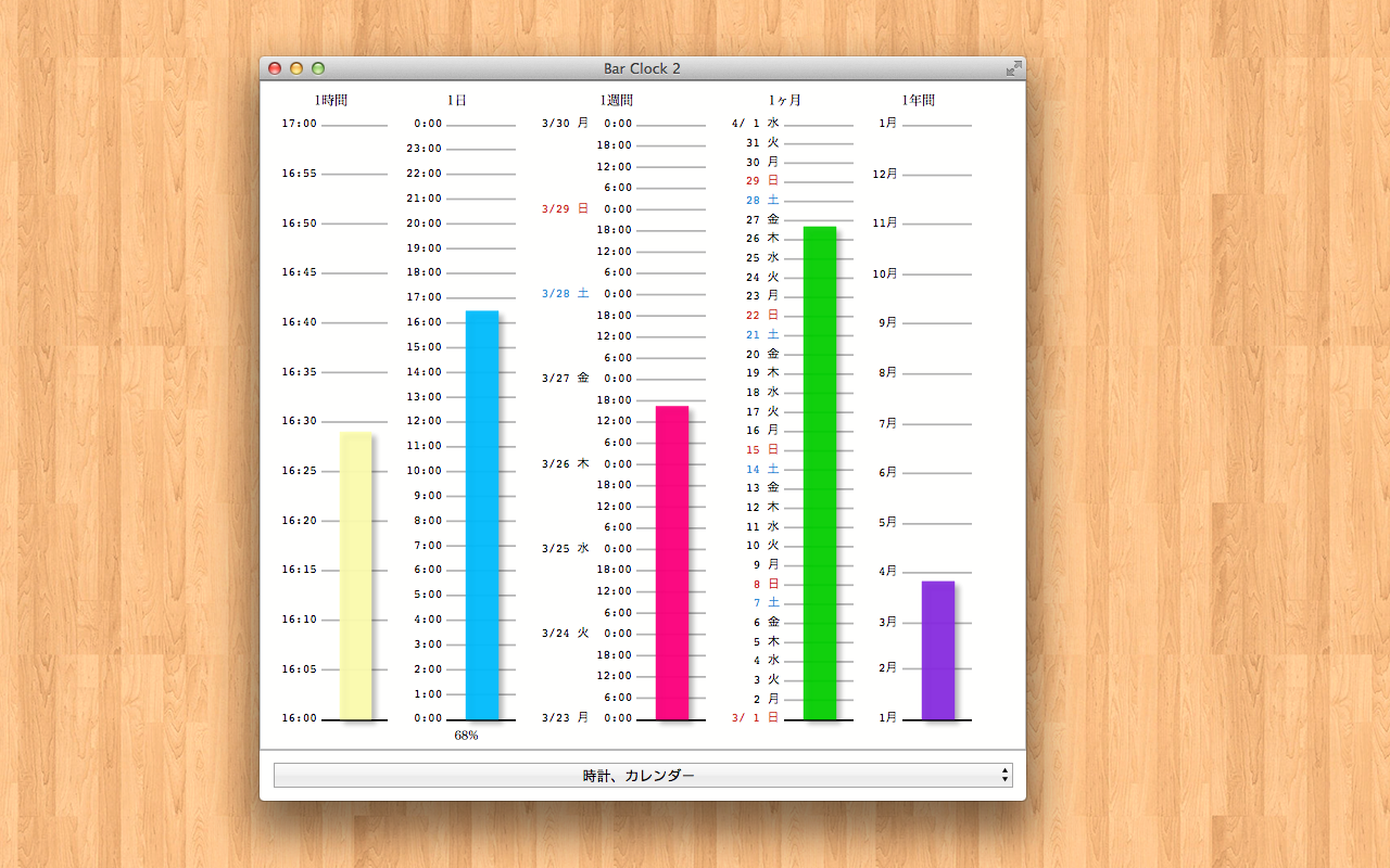 棒グラフ型 時計アプリ Bar Clock 2 Mac版 のスクリーンショット
